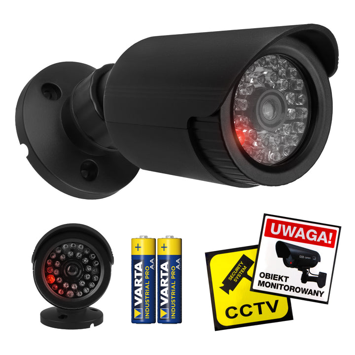Fausse caméra tubulaire, diodes IR LED, noire, alimentation 2xAA (incluse), ABS, IR1800 B