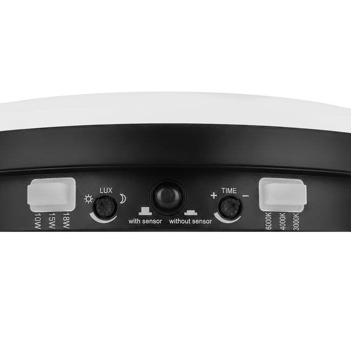 Lampe LED avec détecteur de mouvement Maclean, capteur PIR, noire, 10 W/15 W/18 W, IP65, couleur réglable 3 000/4 000/6 000 K, MCE535 B