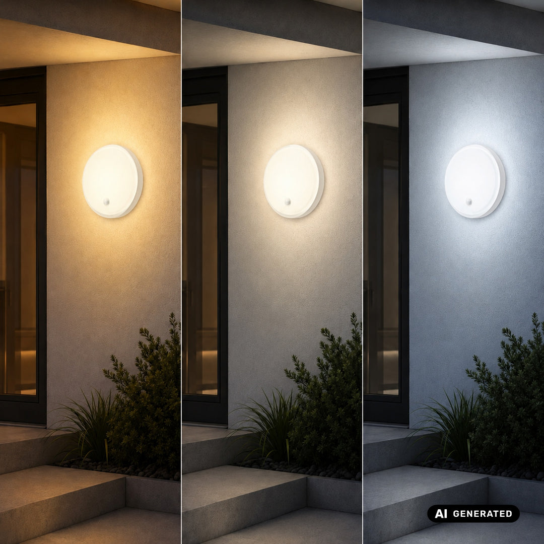 Lampe LED avec détecteur de mouvement Maclean, capteur PIR, blanche, 10 W/15 W/18 W, IP65, couleur réglable 3 000/4 000/6 000 K, MCE535 W