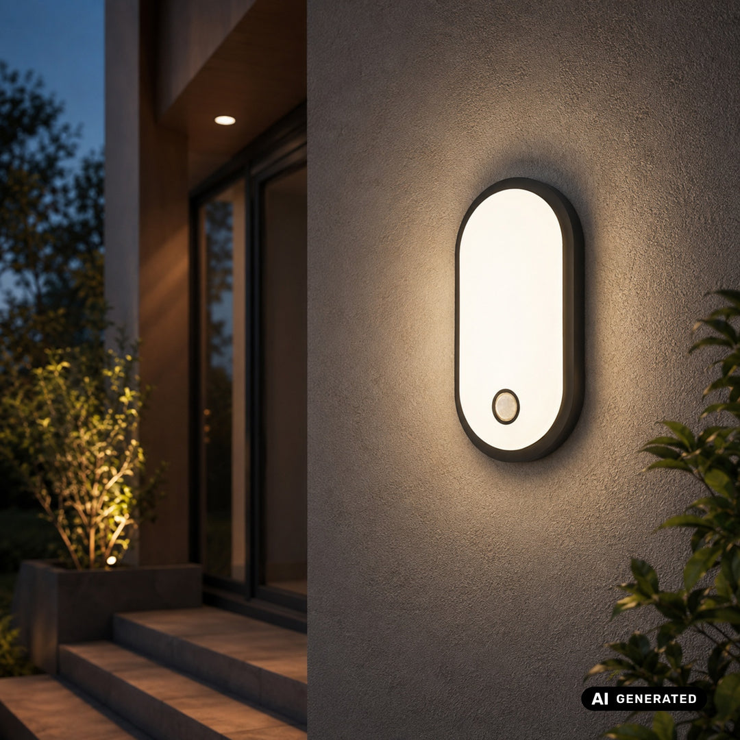 Lampe LED avec détecteur de mouvement Maclean, détecteur PIR, noire, 10 W/15 W/18 W, IP65, couleur réglable 3 000/4 000/6 000 K, MCE534 B