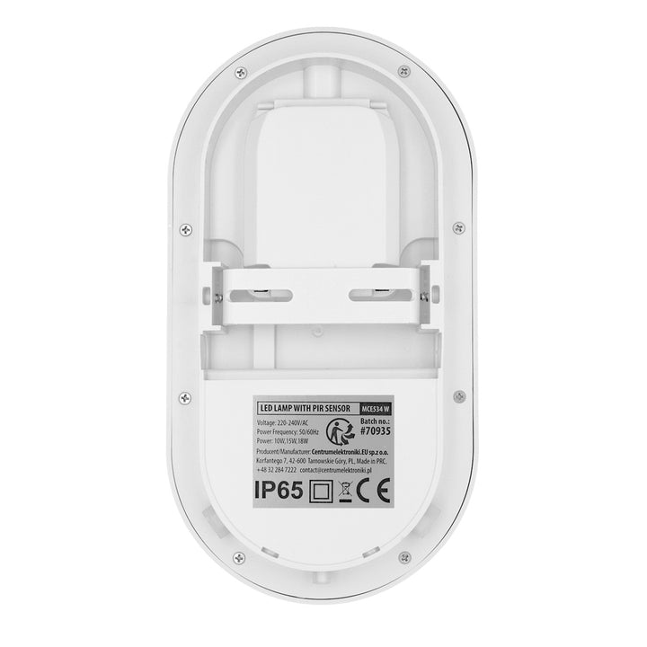 Lampe LED avec détecteur de mouvement Maclean, capteur PIR, blanche, 10 W/15 W/18 W, IP65, couleur réglable 3 000/4 000/6 000 K, MCE534 W