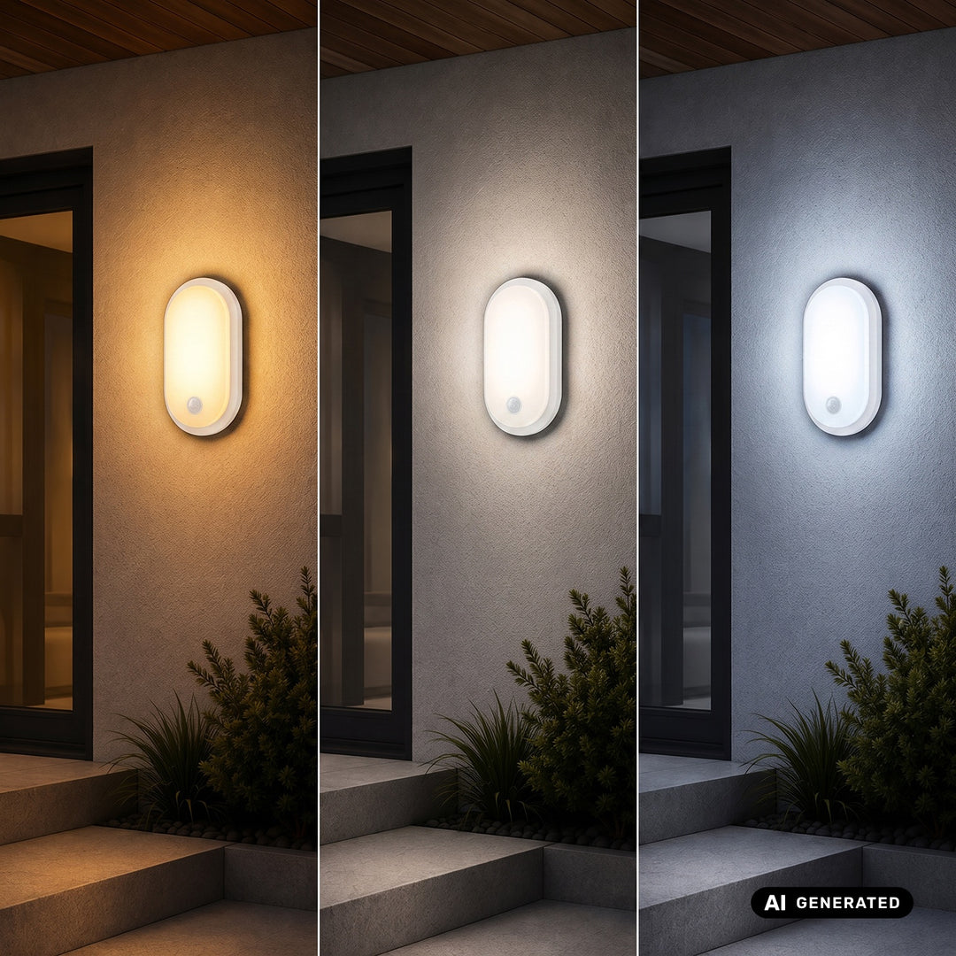 Lampe LED avec détecteur de mouvement Maclean, capteur PIR, blanche, 10 W/15 W/18 W, IP65, couleur réglable 3 000/4 000/6 000 K, MCE534 W