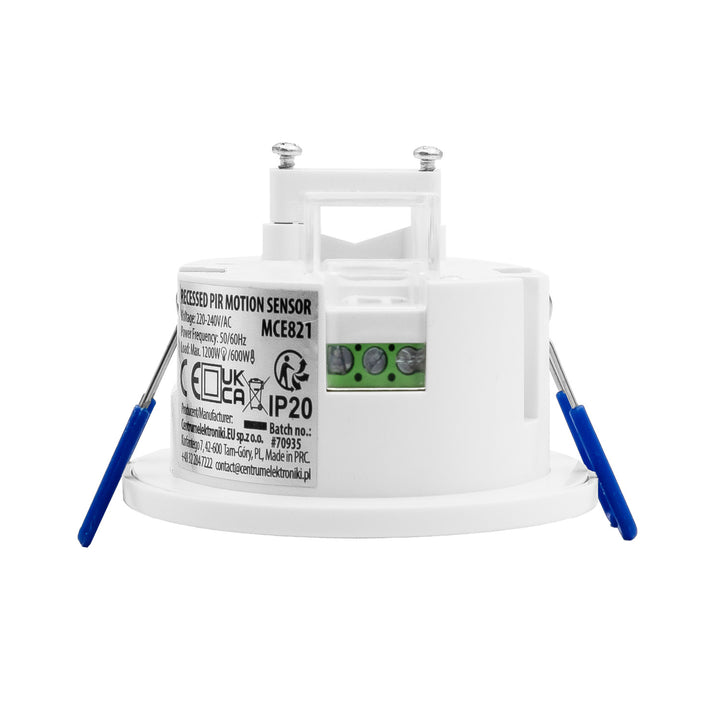 Détecteur de mouvement PIR Maclean, encastrable, portée 8 m, 600 W/1 200 W, 220-240 V CA, 50/60 Hz, MCE821