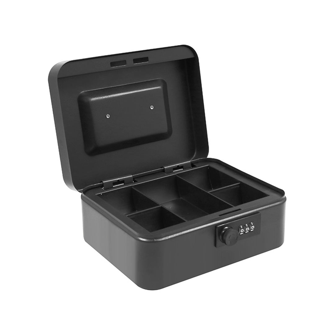 Caisse à monnaie Tracer, poignée de transport, compartiment secret, noire, Cash Saver