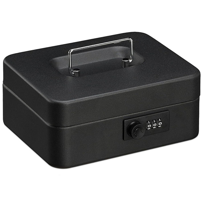 Caisse à monnaie Tracer, poignée de transport, compartiment secret, noire, Cash Saver