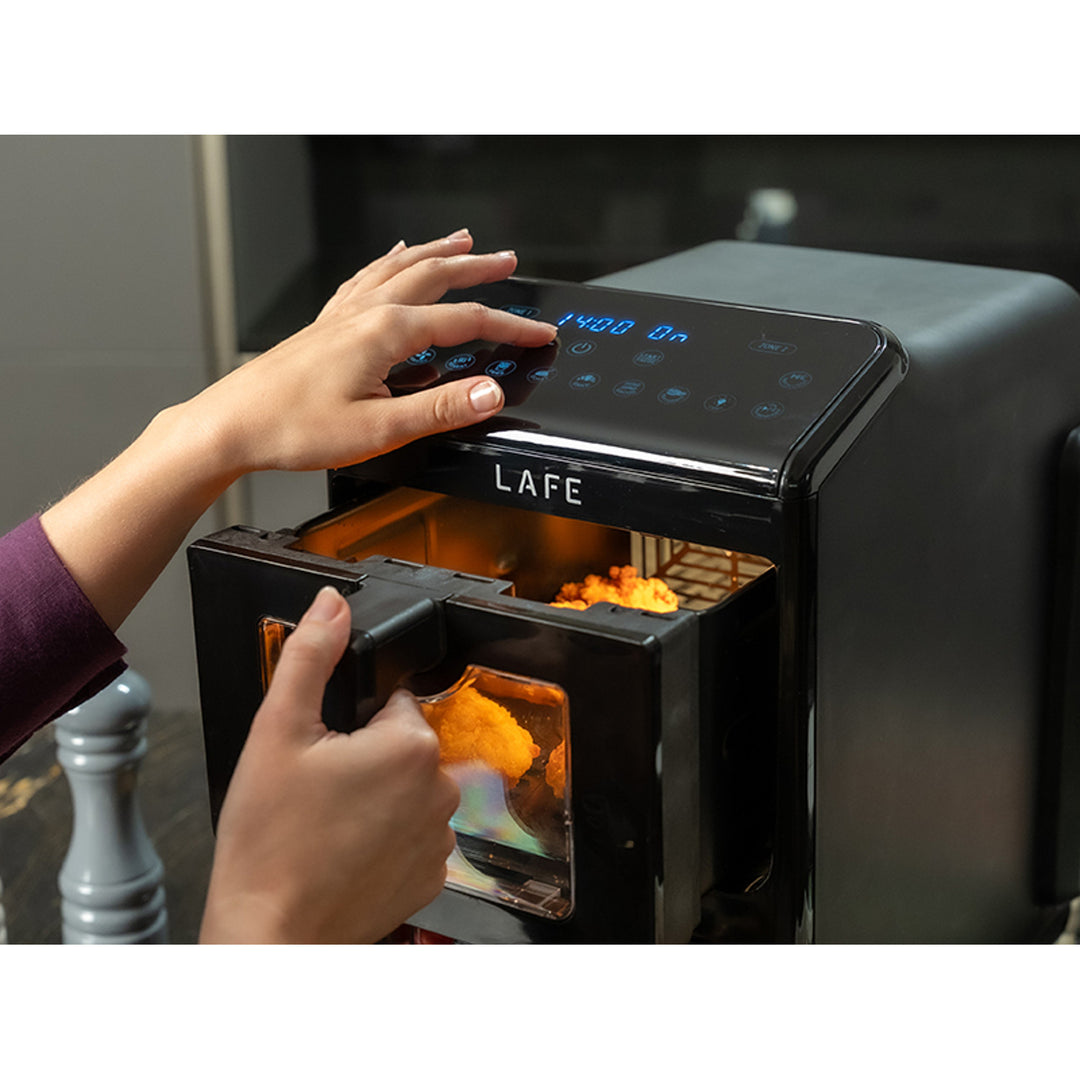Friteuse sans huile LAFE, air fryer, 2 compartiments 5 L, puissance 2460 W, écran LCD, Dual Fry