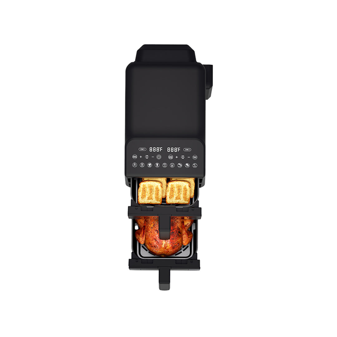 Friteuse sans huile LAFE, air fryer, 2 compartiments 5 L, puissance 2460 W, écran LCD, Dual Fry
