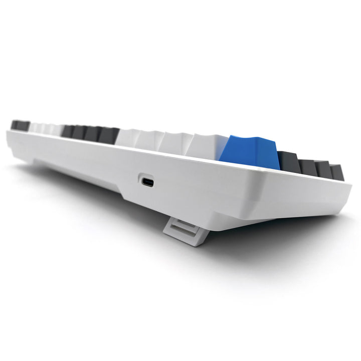 RED CORE MX60 - Clavier mécanique gaming court 60 %, commutateurs mécaniques silencieux RED, rétroéclairage coloré, 68 touches, USB-C. Couleur : blanc/bleu. Mediatech