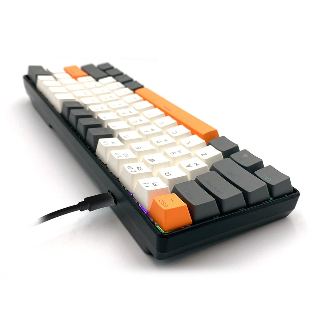 ZONE 61 - Clavier mécanique gaming court 60 %, commutateurs mécaniques silencieux RED, rétroéclairage coloré, 61 touches, USB-C, Mediatech