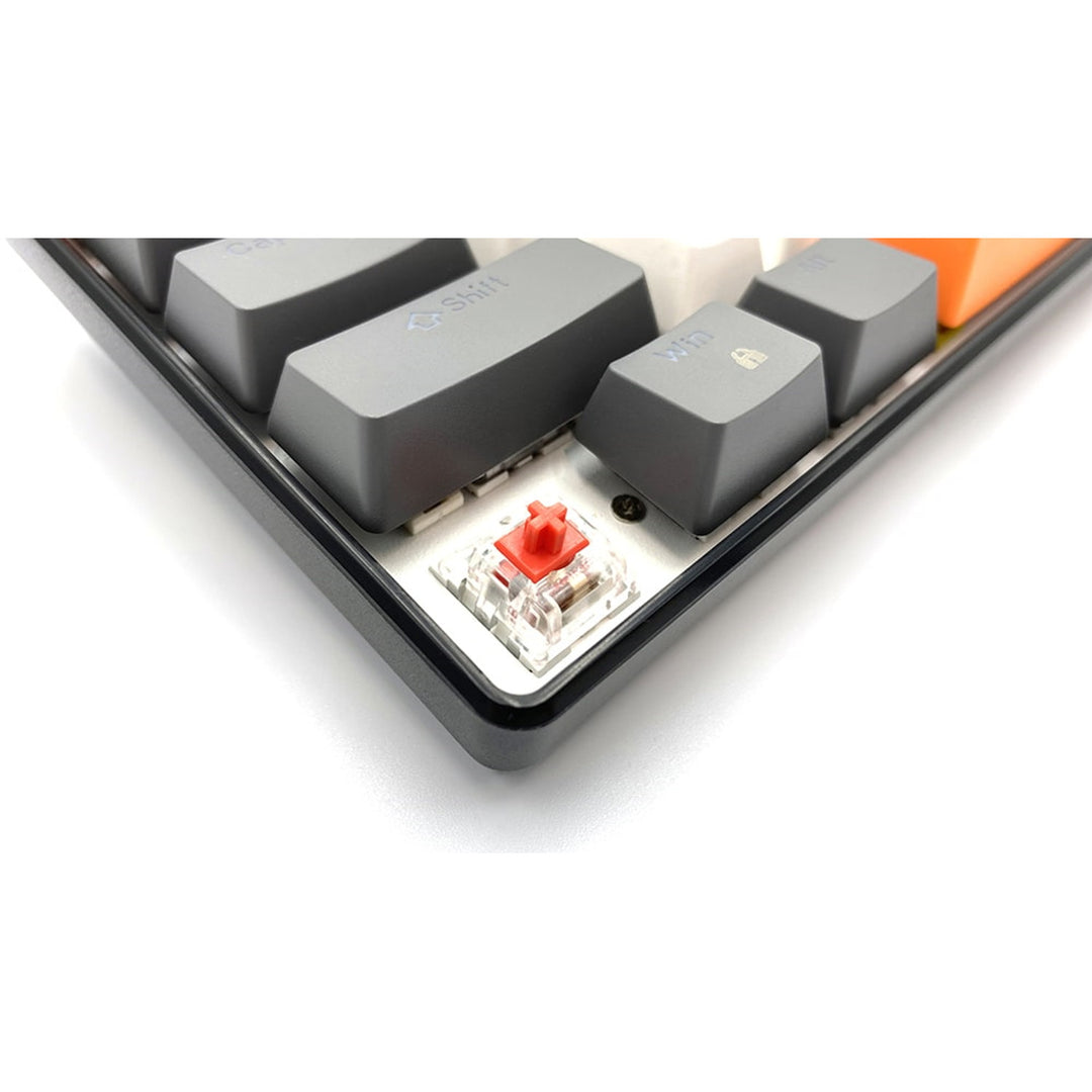 ZONE 61 - Clavier mécanique gaming court 60 %, commutateurs mécaniques silencieux RED, rétroéclairage coloré, 61 touches, USB-C, Mediatech