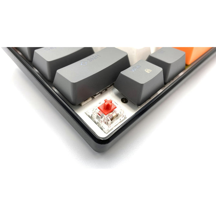 ZONE 61 - Clavier mécanique gaming court 60 %, commutateurs mécaniques silencieux RED, rétroéclairage coloré, 61 touches, USB-C, Mediatech