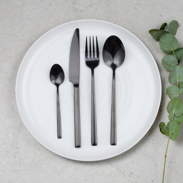 Set de couverts pour 6 personnes AMBITION Como Black 24 pièces