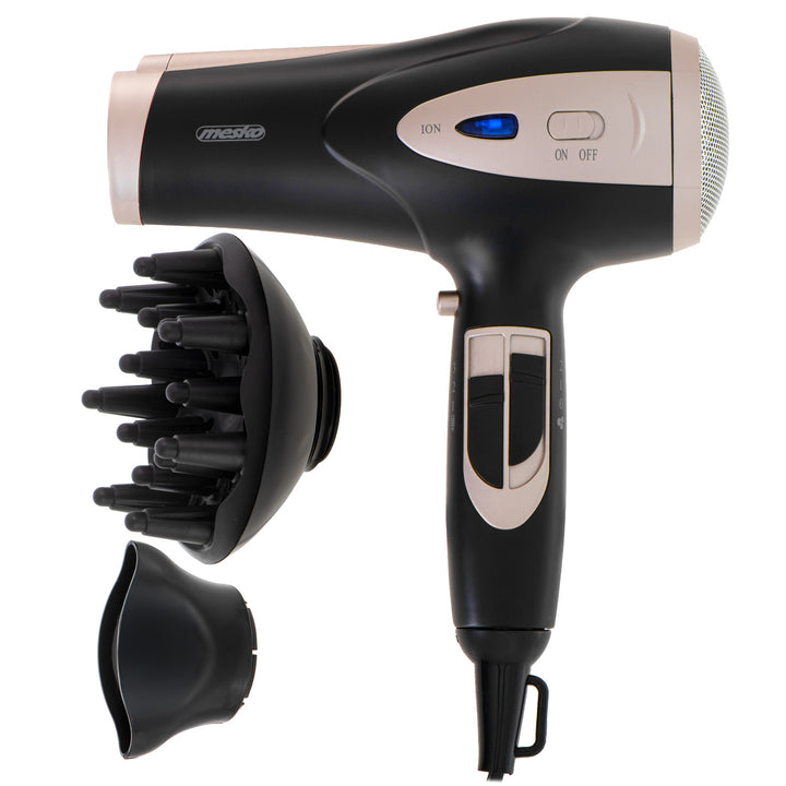 Sèche-cheveux Mesko, fonction ionisation, diffuseur, puissance 2200 W, noir, MS 2287