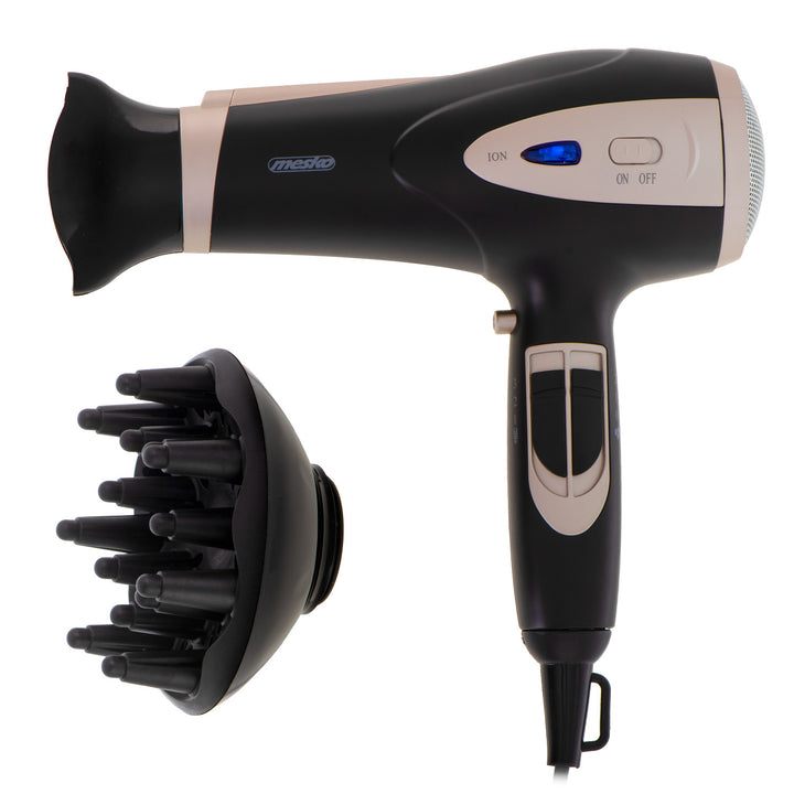 Sèche-cheveux Mesko, fonction ionisation, diffuseur, puissance 2200 W, noir, MS 2287