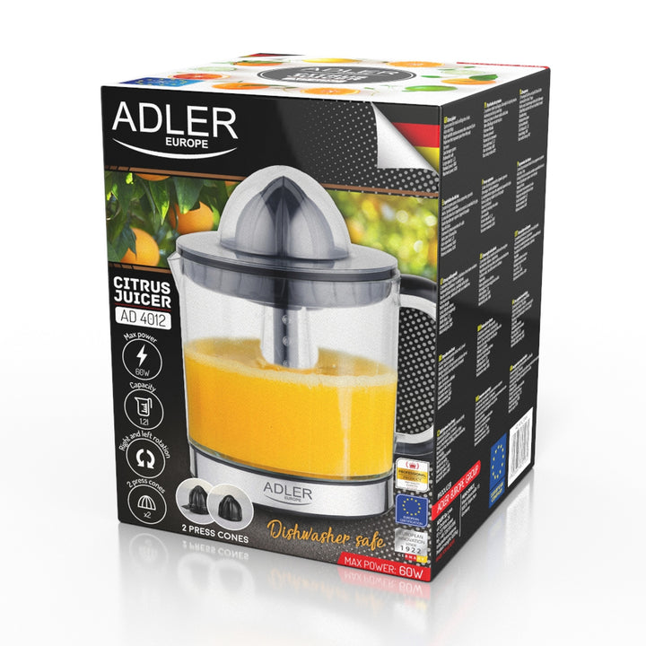 Presse-agrumes Adler, capacité 1,2 l, puissance maximale 60 W, noir, AD 4012