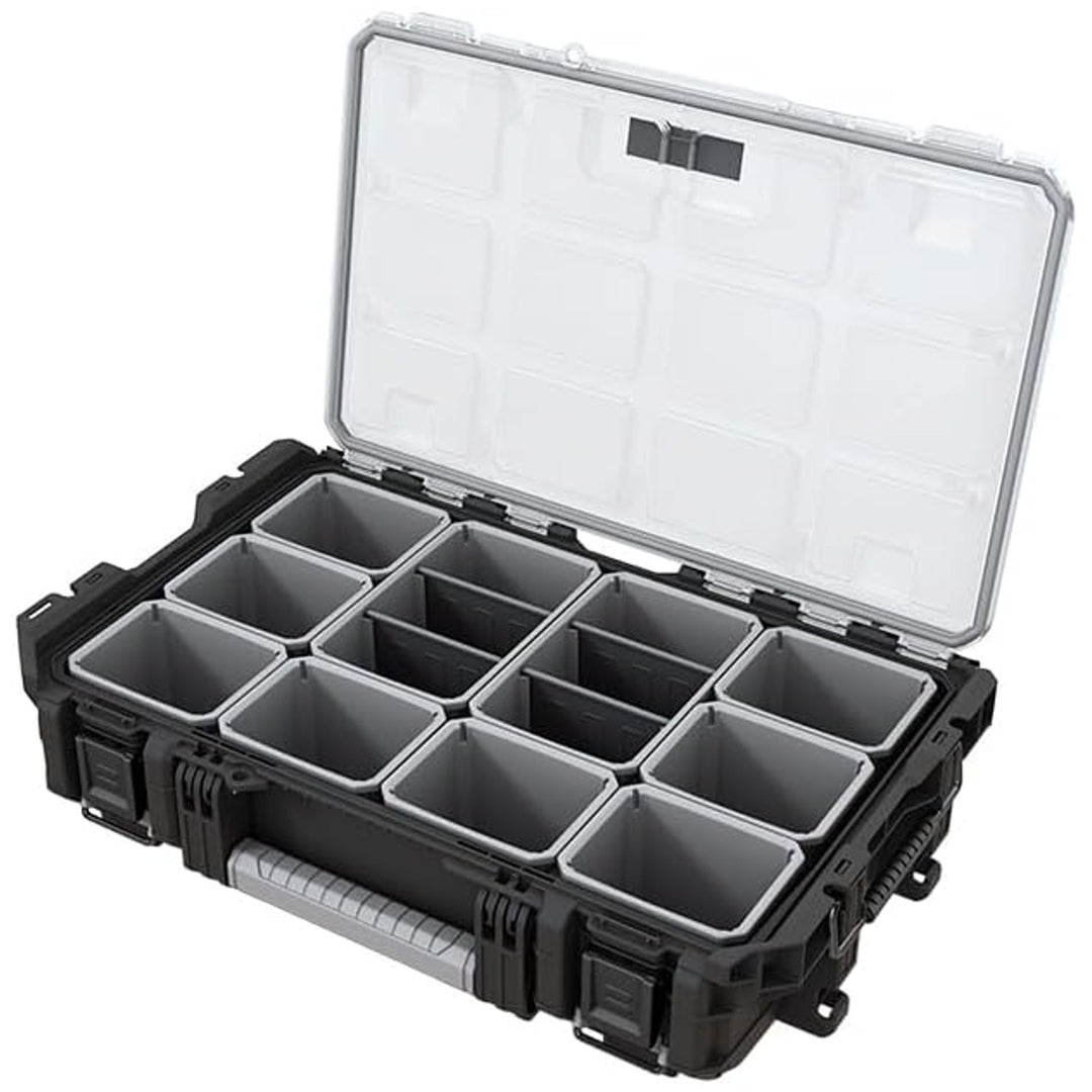 Rangement à outils Keter ROC Pro Gear 1.0, capacité de plus de 13 litres, couvercle transparent et résistant, joint d'étanchéité protégeant de la poussière et de l'eau, loquets métalliques, 257190