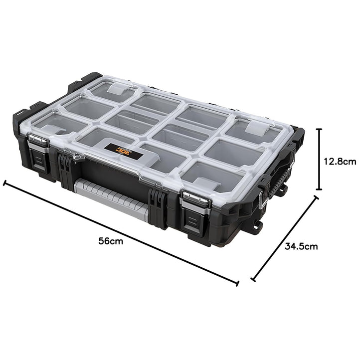 Rangement à outils Keter ROC Pro Gear 1.0, capacité de plus de 13 litres, couvercle transparent et résistant, joint d'étanchéité protégeant de la poussière et de l'eau, loquets métalliques, 257190