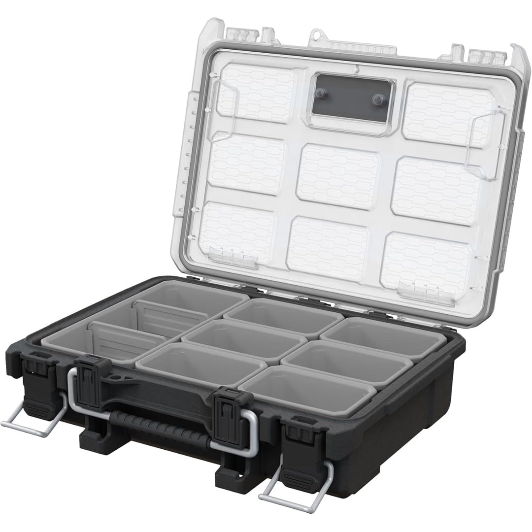 Organiseur d'outils Keter ROC Pro Gear 2.0, support mural, couvercle transparent et résistant, joint d'étanchéité protégeant de la poussière et de l'eau, loquets métalliques, 256983