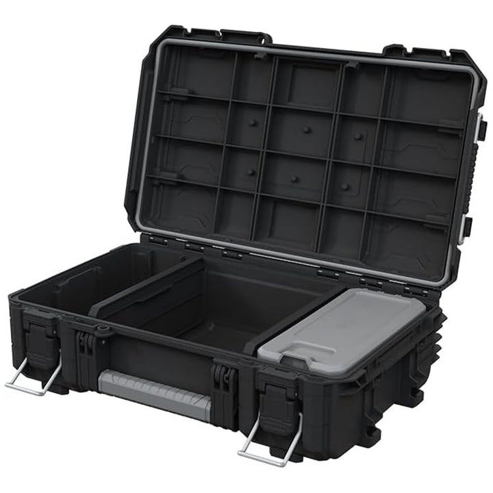 Mallette à outils Keter ROC Pro Gear 2.0, capacité de charge de 36 kg, emplacement pour cadenas, joint d'étanchéité contre la poussière et l'eau, organiseur avec couvercle inclus, possibilité de fixation murale, 256979