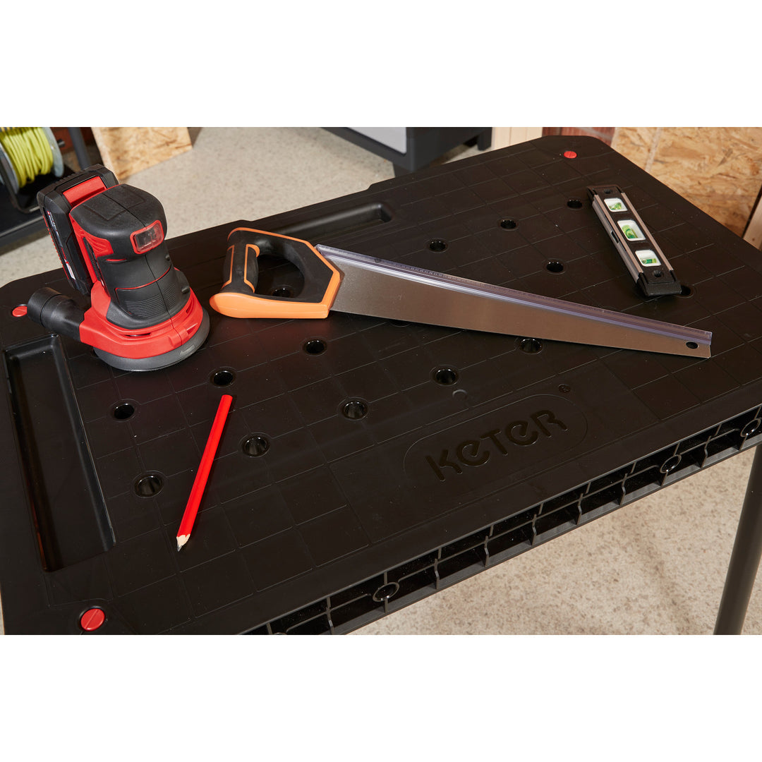 Table d'atelier Keter Ultimate, pliable, capacité de charge jusqu'à 453 kg, montage en 30 secondes, grand espace de travail avec trous de 3/4 pouce, portable, 262936