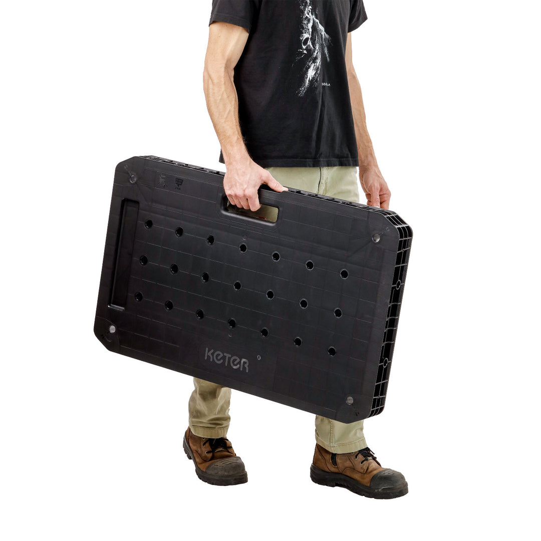 Table d'atelier Keter Ultimate, pliable, capacité de charge jusqu'à 453 kg, montage en 30 secondes, grand espace de travail avec trous de 3/4 pouce, portable, 262936