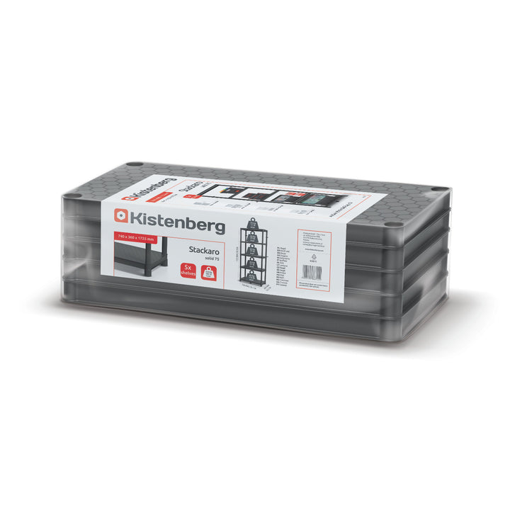 Étagère Stackaro Solid 75 Kistenberg, charge maximale totale 220 kg, 5 étagères, montage mural, KSS75L5HD-S411