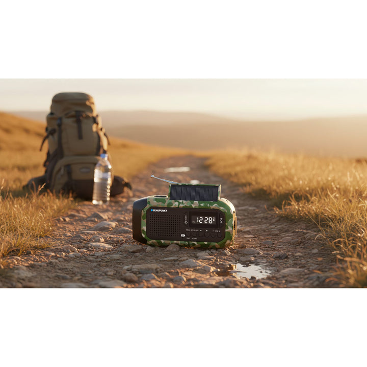 Radio FM d'alarme Blaupunkt, lampe torche LED, lampe de lecture, triple système de recharge, alarme SOS, ER20GC