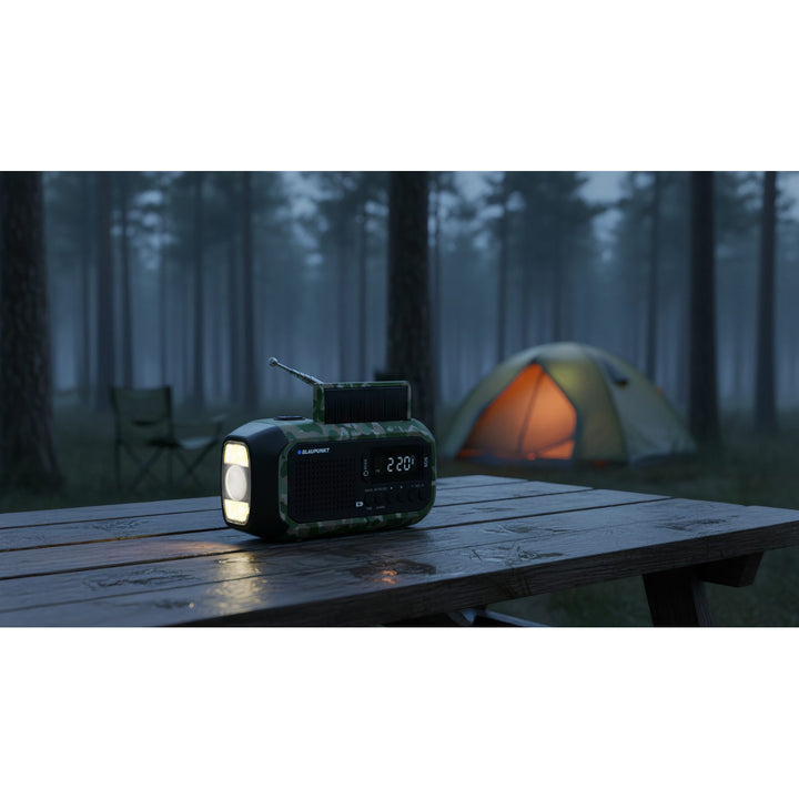 Radio FM d'alarme Blaupunkt, lampe torche LED, lampe de lecture, triple système de recharge, alarme SOS, ER20GC