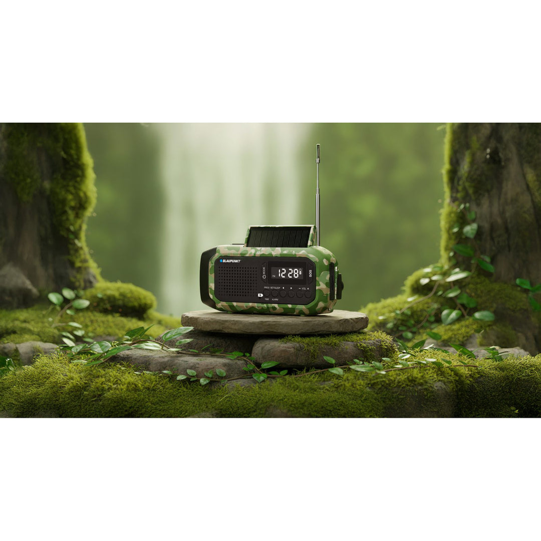 Radio FM d'alarme Blaupunkt, lampe torche LED, lampe de lecture, triple système de recharge, alarme SOS, ER20GC