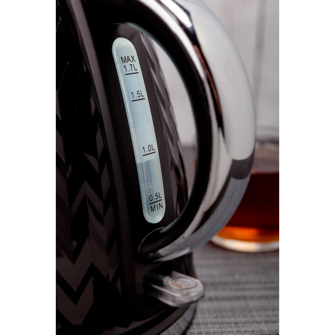 Bouilloire électrique Eldom, couleur noire, puissance 2000 W, capacité 1,7 L, indicateur de niveau d'eau, filtre à mailles, C265C