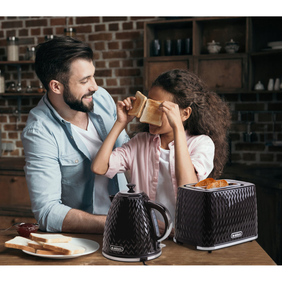 Bouilloire électrique Eldom, couleur noire, puissance 2000 W, capacité 1,7 L, indicateur de niveau d'eau, filtre à mailles, C265C
