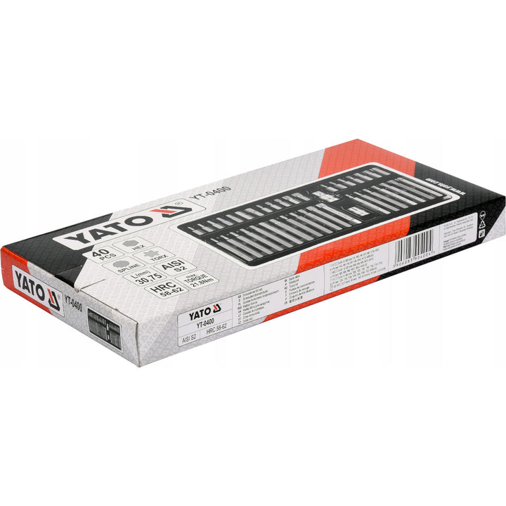Jeu professionnel d'embouts Yato, Torx, Spline, Hex, en acier allié S2, haute dureté HRC 58 62, dans un coffret, YT-0400