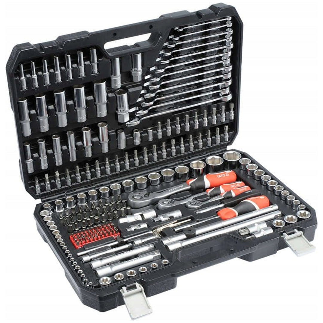 Jeu d'outils professionnel Yato, clés à douille et douilles, en acier au chrome-vanadium, 216 pièces, douilles avec système AS-Drive, dans une mallette, YT-38841