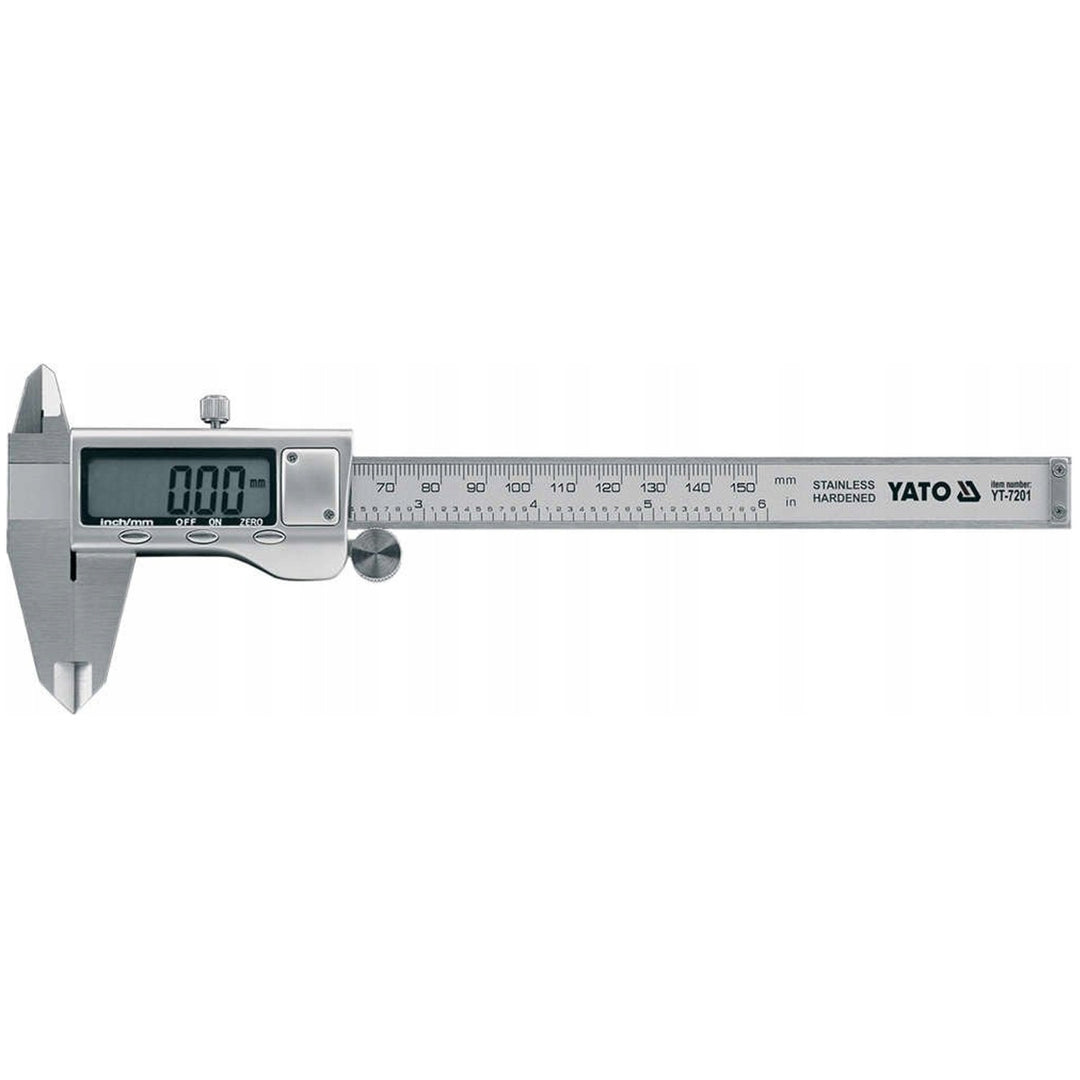 Pied à coulisse électronique Yato, en acier inoxydable, précision 0,02 mm, plage 0-150 mm, échelle adaptée au système métrique et au système impérial, YT-7201