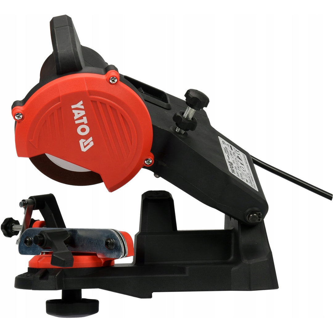 Affûteuse électrique Yato, pour chaînes de tronçonneuses, puissance 85 W, vitesse de rotation 5500 tr/min, angle d'affûtage 0-35°, guide métallique, câble 1,8 m, YT-84990