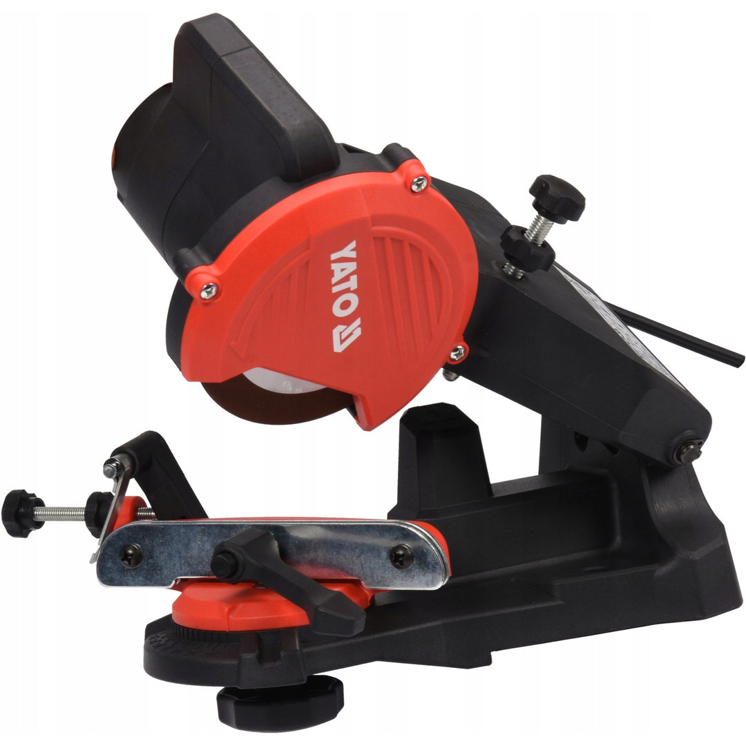 Affûteuse électrique Yato, pour chaînes de tronçonneuses, puissance 85 W, vitesse de rotation 5500 tr/min, angle d'affûtage 0-35°, guide métallique, câble 1,8 m, YT-84990