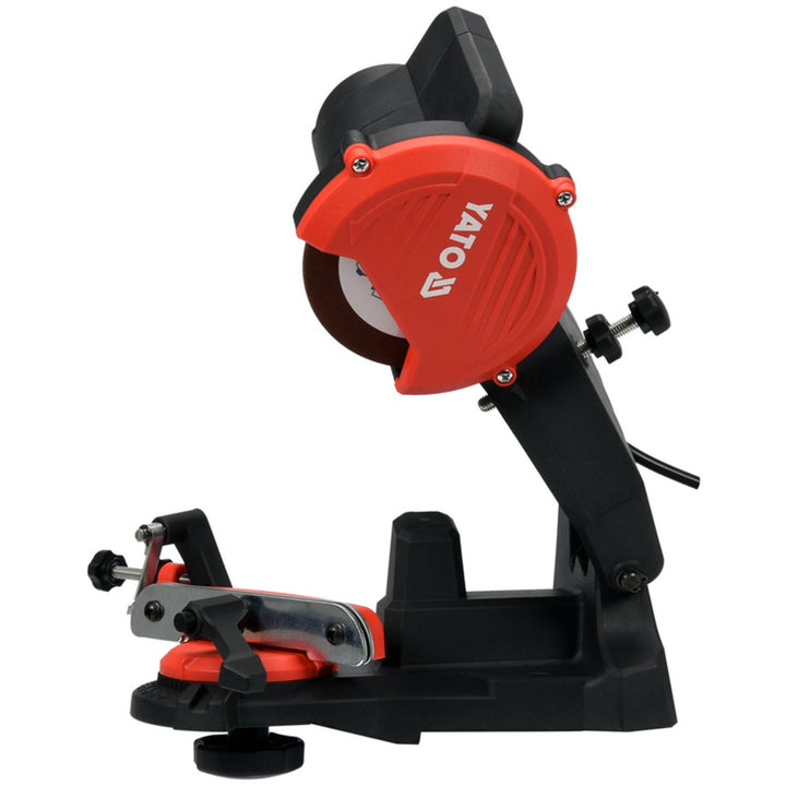 Affûteuse électrique Yato, pour chaînes de tronçonneuses, puissance 85 W, vitesse de rotation 5500 tr/min, angle d'affûtage 0-35°, guide métallique, câble 1,8 m, YT-84990