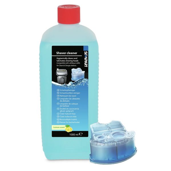 Nettoyant pour têtes de rasage Braun au citron, 1 litre, avec cartouche de recharge