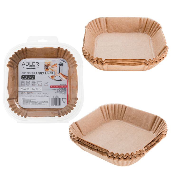 Recharges en papier pour friteuse Adler, 16 cm, jusqu'à 240 °C, biodégradables, 300 pièces, AD 6731