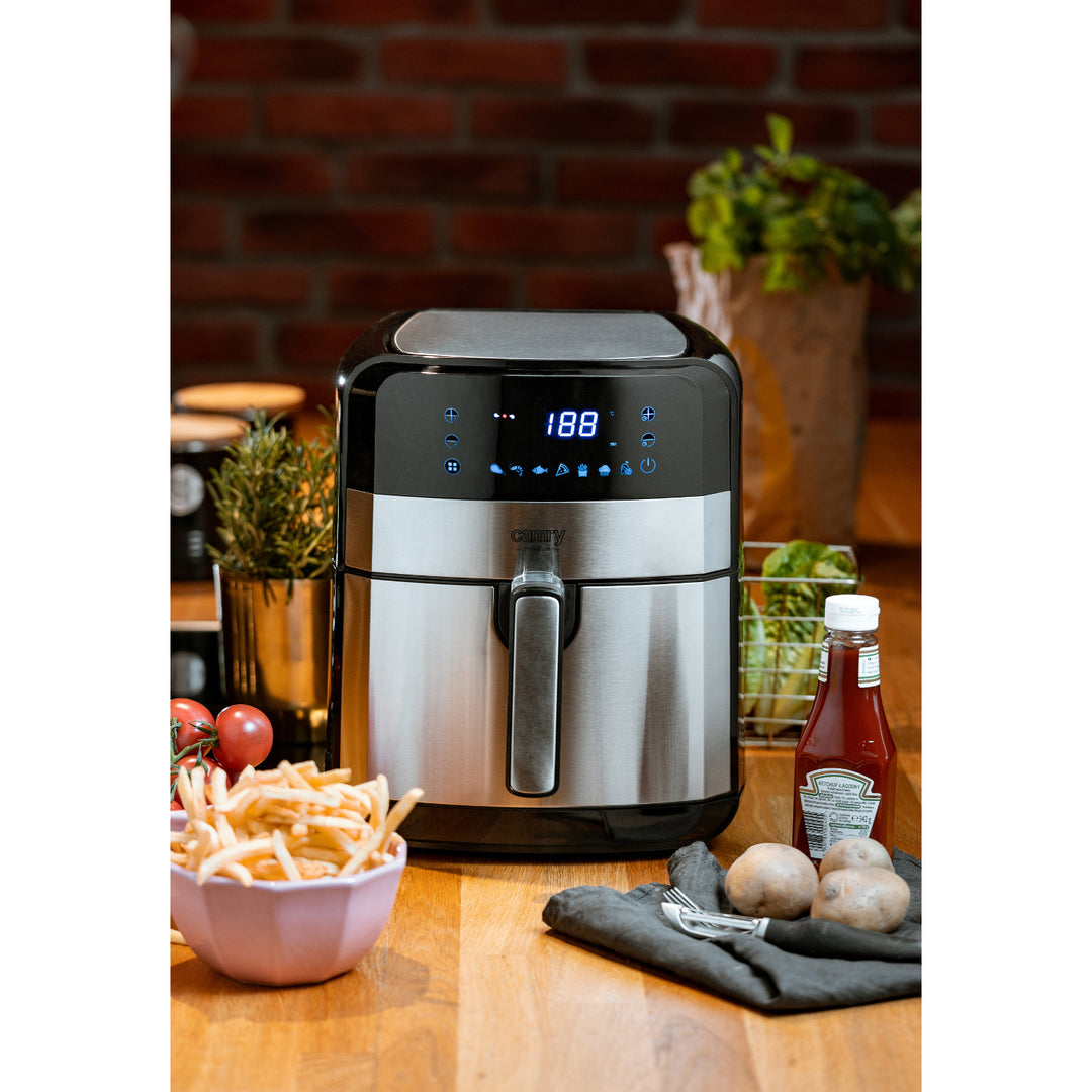 Friteuse sans huile, 9 programmes, 5,0 L, Airfryer, Camry CR 6311 + cartouches en papier pour friteuse, 16 cm, biodégradables, 100 pièces