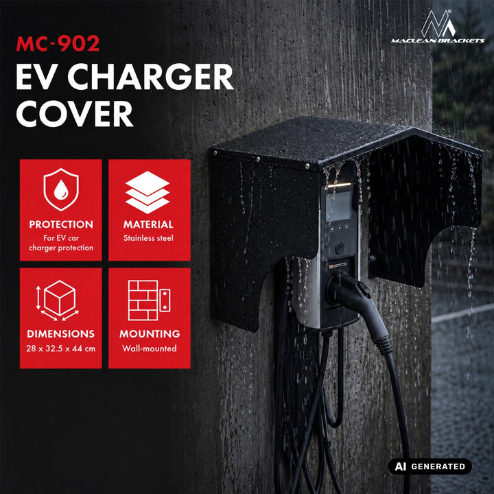Capot / couvercle pour borne de recharge EV Maclean, en acier inoxydable, dimensions 28 x 32,5 x 44 cm, MC-902