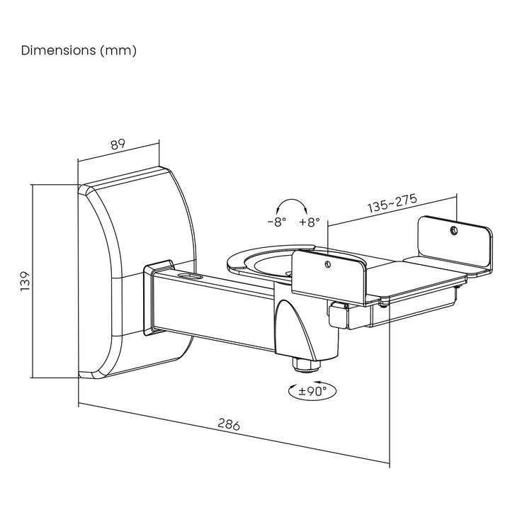 Jeu de supports / crochets pour enceintes Maclean, universel, réglable verticalement de +8° à -8° et horizontalement de +90° à -90°, max. 15 kg, MC-917