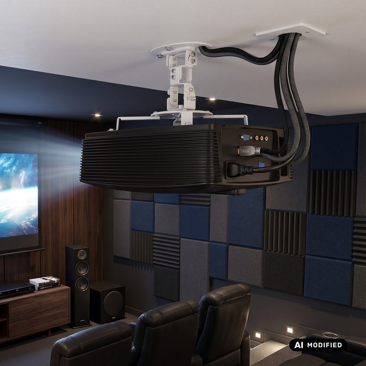 Support / suspension au plafond pour projecteur Maclean, 54 à 320 mm, jusqu'à 13,5 kg, rotation à 360 degrés MC-200 W