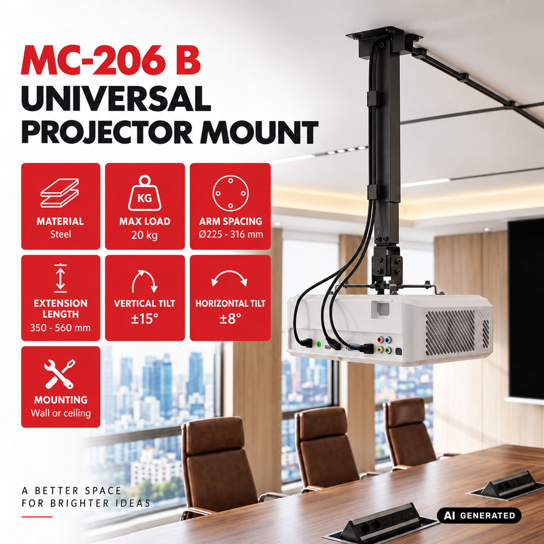 Support / crochet universel pour projecteur Maclean, noir, jusqu'à 20 kg, MC-206 B