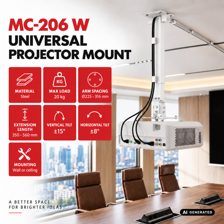 Support / crochet universel pour projecteur Maclean, blanc, jusqu'à 20 kg, MC-206 W