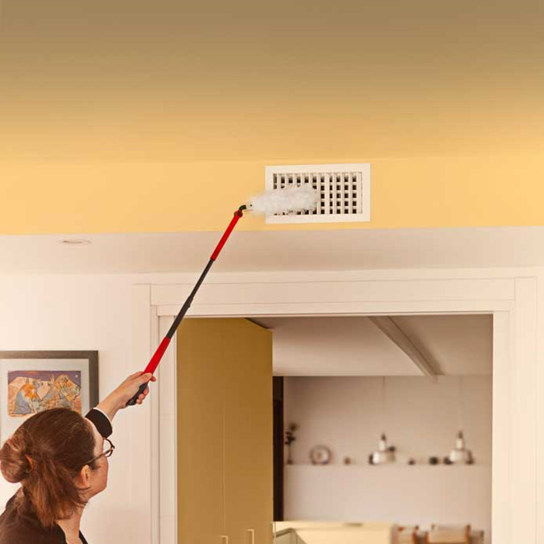 Plumeau Vileda Flex&Catch, avec manche long, protection anti-glissement, tête flexible + 10 recharges pour plumeau
