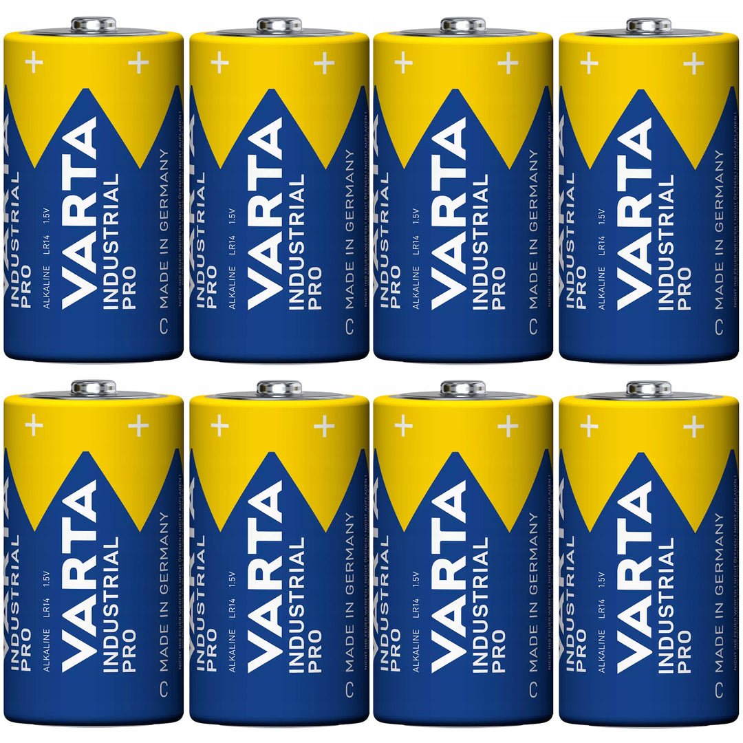 8 piles alcalines R-14 LR14 C 1,5 V Varta Industrial Pro