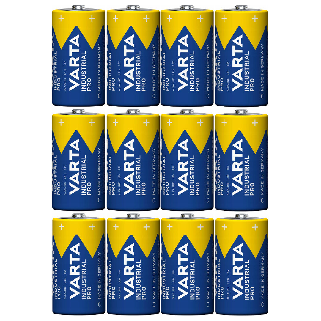 12 piles R-14 LR14 C 1,5 V alcalines Varta Industrial Pro