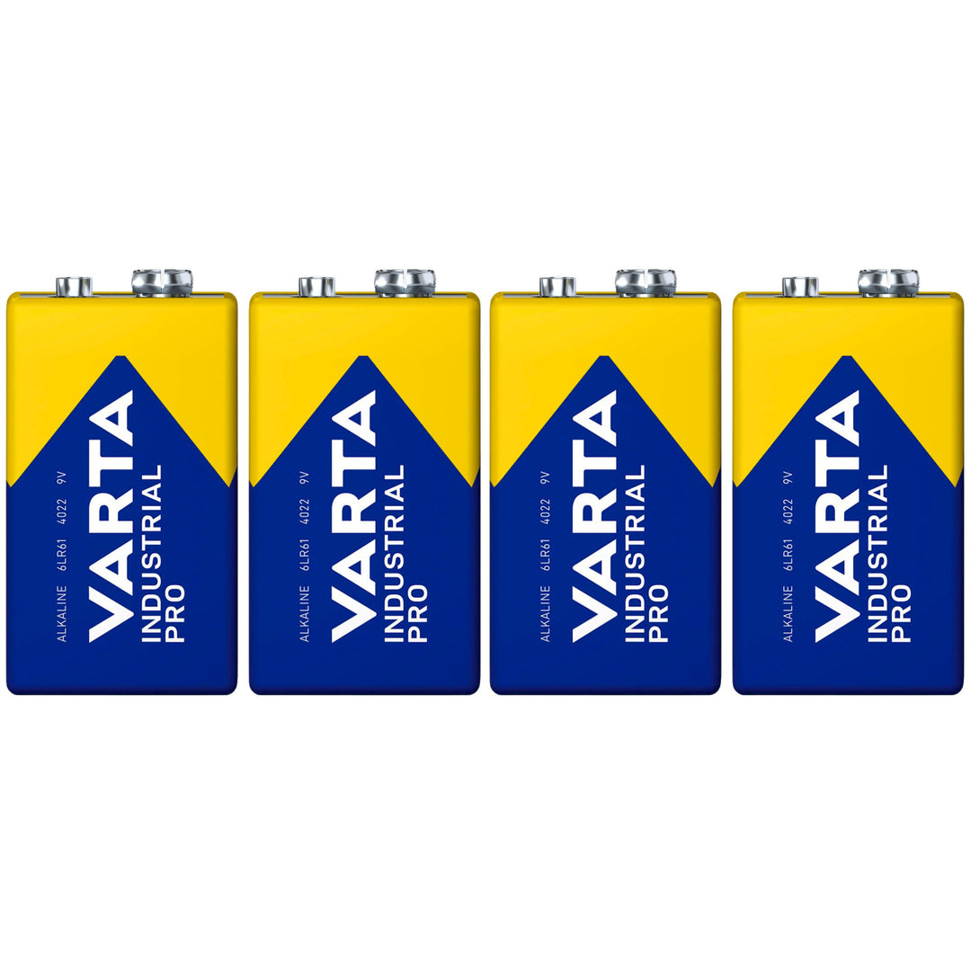 4 piles R9V R-9 6LR61 9V R-9 alcalines Varta Industrial Pro