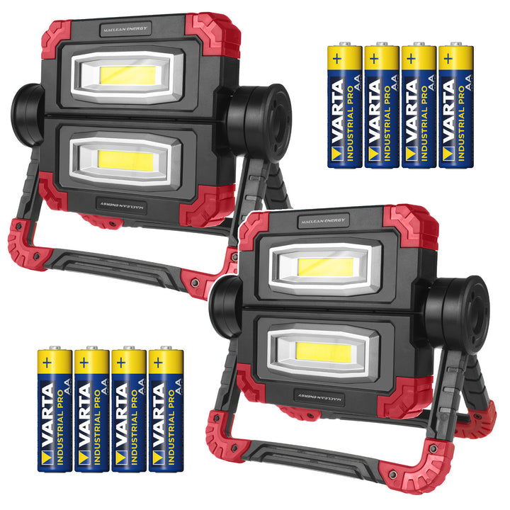 Lampe de travail LED COB Maclean, 300 lm, 3 modes d'éclairage, température de couleur 6500K, MCE439 2 pièces + 8 piles Varta Industrial AA
